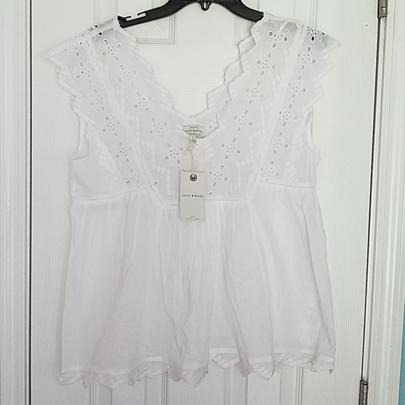 lucky brand white eyelet top